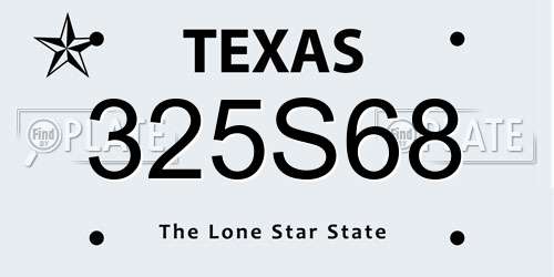 325S68 Texas License Plate