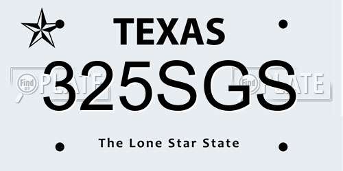 325SGS Texas License Plate