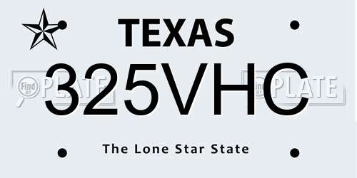 325VHC Texas License Plate