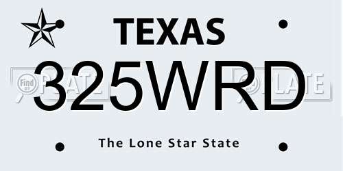 325WRD Texas License Plate