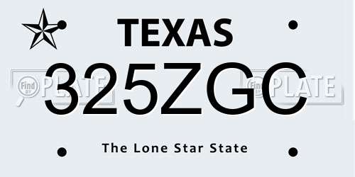 325ZGC Texas License Plate