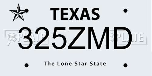 325ZMD Texas License Plate