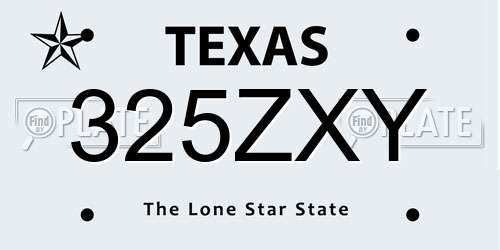325ZXY Texas License Plate