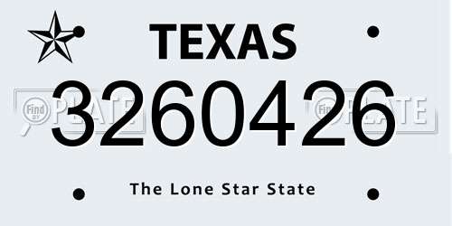 3260426 Texas License Plate
