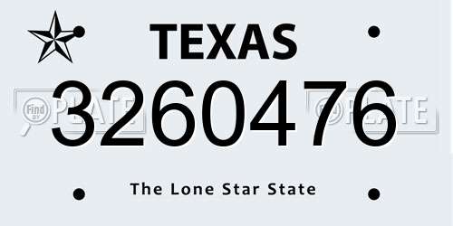 3260476 Texas License Plate