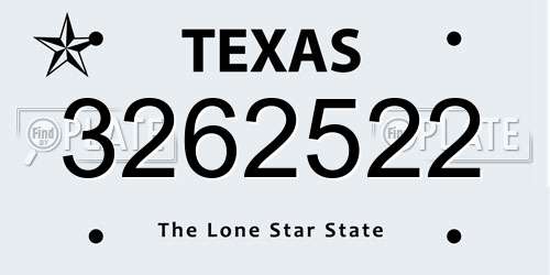 3262522 Texas License Plate