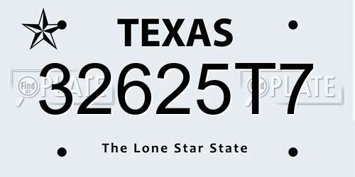32625T7 Texas License Plate