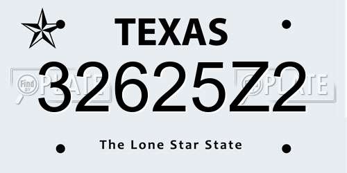 32625Z2 Texas License Plate