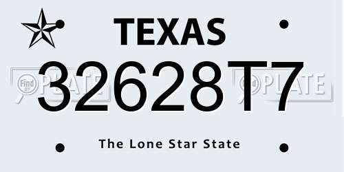 32628T7 Texas License Plate