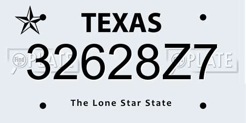 32628Z7 Texas License Plate