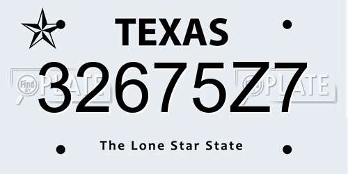 32675Z7 Texas License Plate