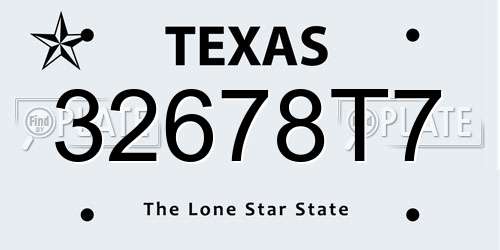 32678T7 Texas License Plate