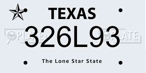 326L93 Texas License Plate