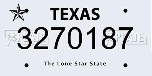 3270187 Texas License Plate
