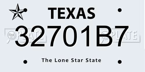 32701B7 Texas License Plate