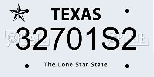 32701S2 Texas License Plate