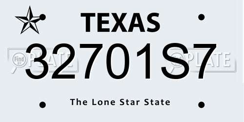 32701S7 Texas License Plate