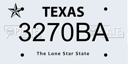 3270BA Texas License Plate
