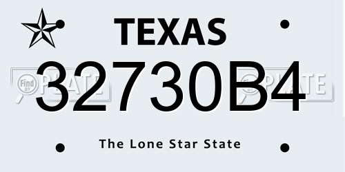 32730B4 Texas License Plate