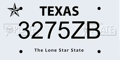 3275ZB Texas License Plate