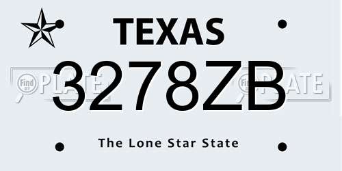3278ZB Texas License Plate