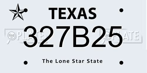 327B25 Texas License Plate