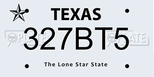 327BT5 Texas License Plate