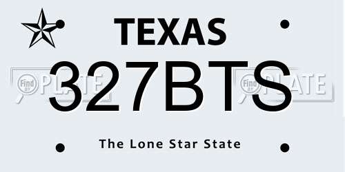327BTS Texas License Plate