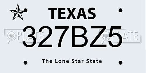 327BZ5 Texas License Plate