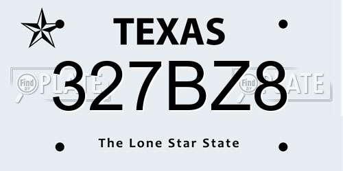 327BZ8 Texas License Plate