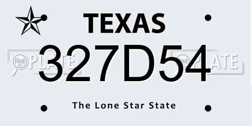 327D54 Texas License Plate