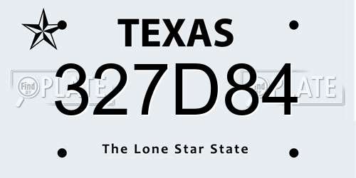 327D84 Texas License Plate