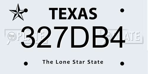 327DB4 Texas License Plate