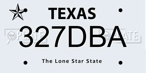 327DBA Texas License Plate