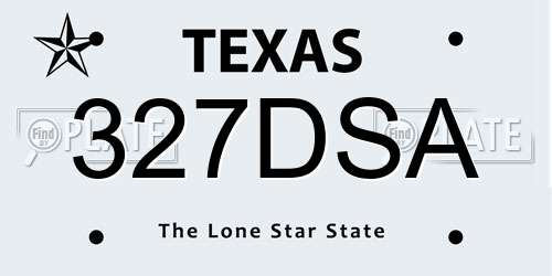 327DSA Texas License Plate