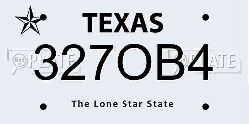 327OB4 Texas License Plate