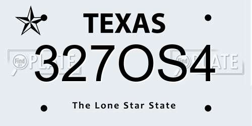 327OS4 Texas License Plate