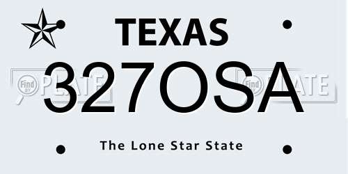 327OSA Texas License Plate