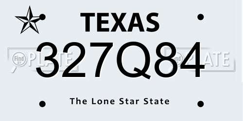 327Q84 Texas License Plate