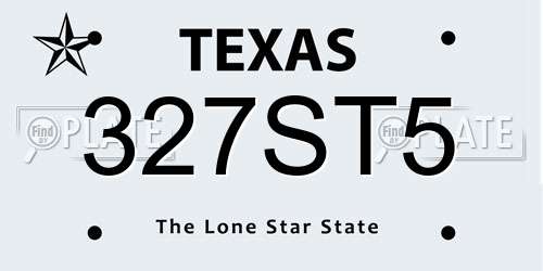 327ST5 Texas License Plate