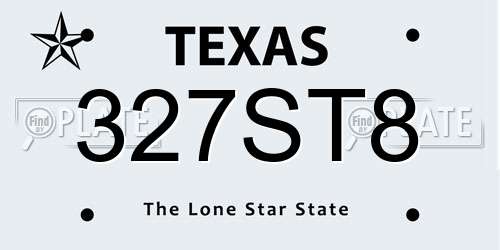 327ST8 Texas License Plate