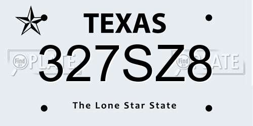 327SZ8 Texas License Plate