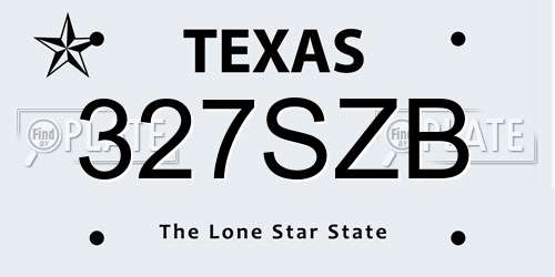 327SZB Texas License Plate