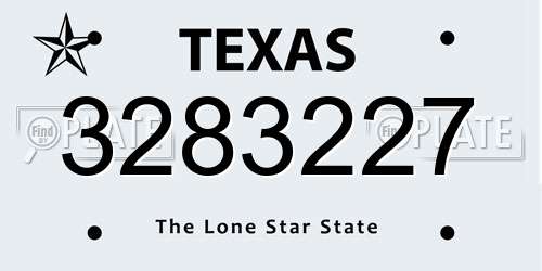 3283227 Texas License Plate
