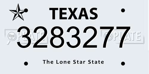 3283277 Texas License Plate