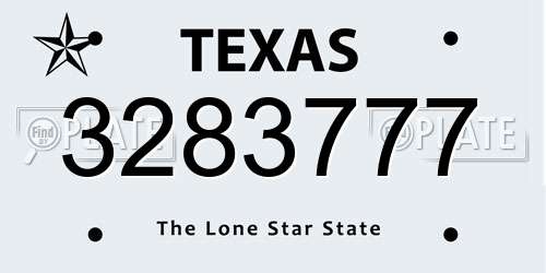 3283777 Texas License Plate