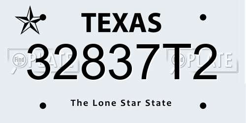 32837T2 Texas License Plate