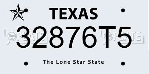 32876T5 Texas License Plate