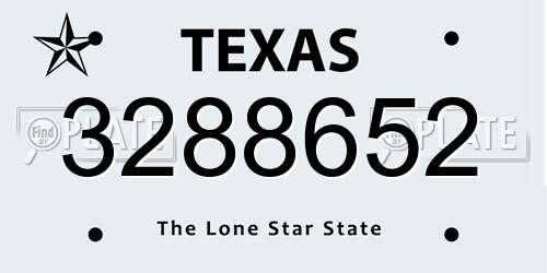 3288652 Texas License Plate