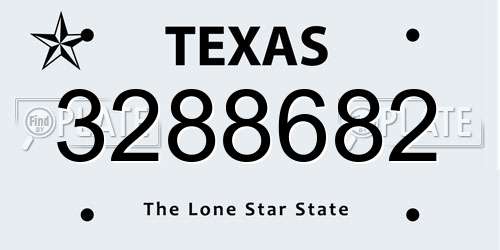 3288682 Texas License Plate